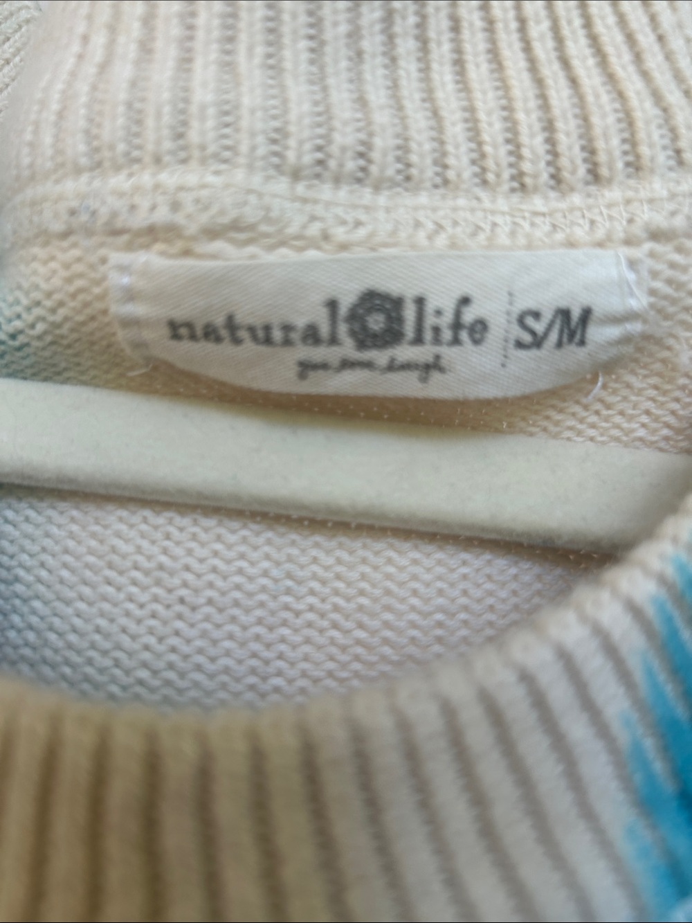NATURAL LIFE Cream and Light Blue Knit Top - Picture 2 of 4